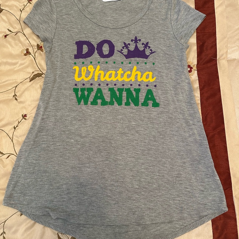 Gray Shirt with Colorful Print